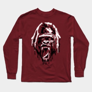 stencil art of gorilla head Long Sleeve T-Shirt